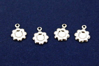 10 Adet- 10 Mm Çiçek Desenli Pul, Takı Malzemesi, Metal Pul, Nikel Kaplama, Pirinç #1257n - 1