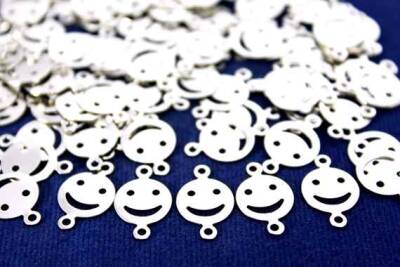 10 Adet - 10 Mm Gülenyüz Desenli Nikel Kaplama Metal Pul, Takı Malzemesi, Pirinç Pul, 640n - 1