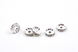 10 Adet - 10 mm Taşlı Takı Aparatı, Taşı Ara Boncuk, Nikel Kaplama - 1
