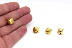 10 Adet - 12 Mm Sarı Kaplama Çan Takı Zili - 2