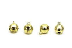 10 Adet - 12 Mm Sarı Kaplama Çan, Takı Zili - 1