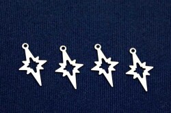 10 Adet- 13x21 Mm Kutup Yıldızı Desenli Pul, Takı Malzemesi, Metal Pul, Nikel Kaplama, Pirinç #1374n - YF Hobi