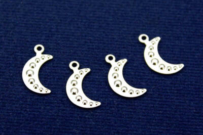 10 Adet - 14 Mm Ay Desen Nikel Kaplama Metal Pul, Takı Malzemesi, Pirinç Pul, 1304n - 1