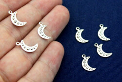 10 Adet - 14 Mm Ay Desen Nikel Kaplama Metal Pul, Takı Malzemesi, Pirinç Pul, 1304n - 2
