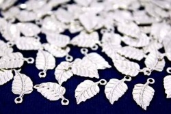 10 Adet - 15 Mm Yaprak Desen Nikel Kaplama Metal Pul, Takı Malzemesi, Pirinç Pul, 112n - 1