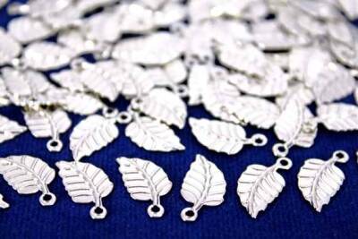 10 Adet - 15 Mm Yaprak Desen Nikel Kaplama Metal Pul, Takı Malzemesi, Pirinç Pul, 112n - 2