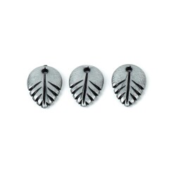 10 Adet - 20 mm Yaprak Desenli Metalize Uç, Antik Gümüş Renk Metalize Boncuk - 2
