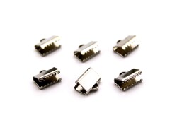 10 Adet - 6x10 mm Dişli Bağlantı Aparatı, Timsah Kapama, Kulplu Dişli Sıkıştırma, Kolye ve Bileklik Kapama, Nikel Kaplama - 1
