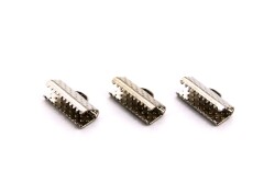 10 Adet - 6x15 mm Dişli Bağlantı Aparatı, Timsah Kapama, Desenli Kulplu Dişli Sıkıştırma, Kolye ve Bileklik Kapama, Nikel Kaplama - 2