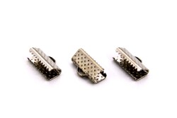 10 Adet - 6x15 mm Dişli Bağlantı Aparatı, Timsah Kapama, Desenli Kulplu Dişli Sıkıştırma, Kolye ve Bileklik Kapama, Nikel Kaplama - 1