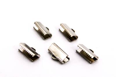 10 Adet - 6x15 mm Dişli Bağlantı Aparatı, Timsah Kapama, Kulplu Dişli Sıkıştırma, Kolye ve Bileklik Kapama, Nikel Kaplama - 1
