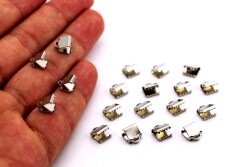 10 Adet - 6x7 mm Dişli Bağlantı Aparatı, Timsah Kapama, Kulplu Dişli Sıkıştırma, Kolye ve Bileklik Kapama, Nikel Kaplama - 1