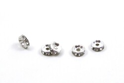 10 Adet - 7 mm Taşlı Takı Aparatı, Taşı Ara Boncuk, Nikel Kaplama - 1