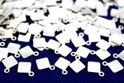 10 Adet - 7x7 Mm Kare Kulplu Nikel Kaplama Metal Pul, Takı Malzemesi, Pirinç Pul, 779n-düz - 1