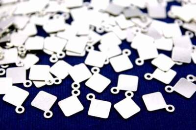 10 Adet - 7x7 Mm Kare Kulplu Nikel Kaplama Metal Pul, Takı Malzemesi, Pirinç Pul, 779n-düz - 2
