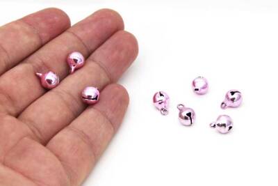 10 Adet - 8 Mm Pembe Renk Çan. Takı Zili - 2