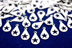 10 Adet- 8x14 Mm Damla Desenli Pul, Takı Malzemesi, Metal Pul, Nikel Kaplama, Pirinç #1129n - 1