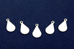 10 Adet- 8x15 Mm Damla Desenli Pul, Takı Malzemesi, Metal Pul, Nikel Kaplama, Pirinç #1248n - 1