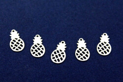 10 Adet- 8x16 Mm Ananas Desenli Pul, Takı Malzemesi, Metal Pul, Nikel Kaplama, Pirinç #1293n - 1