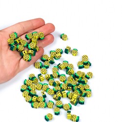 10 Adet, Ananas Desenli Polimer Fimo Boncuk, Polimer Kil Boncuk. 1. Kalite - 4