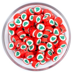 10 Adet, Çam Ağacı Desenli Polimer Fimo Boncuk, Polimer Kil Boncuk. 1. Kalite - 1
