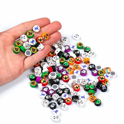 10 Adet, Halloween Figürleri Desenli Polimer Fimo Boncuk, Polimer Kil Boncuk. 1. Kalite - 4