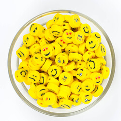 10 Adet, Karışık Emoji Figürlü Polimer Fimo Boncuk, Polimer Kil Boncuk. 1. Kalite - 1