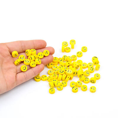 10 Adet, Karışık Emoji Figürlü Polimer Fimo Boncuk, Polimer Kil Boncuk. 1. Kalite - 4
