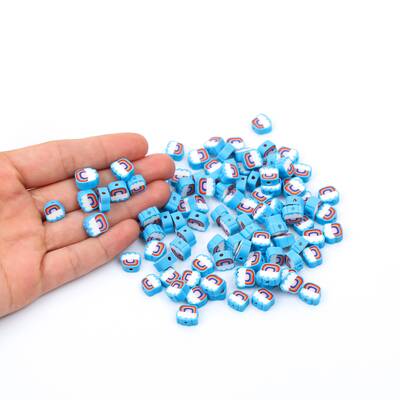 10 Adet, Gökkuşağı Figürlü Polimer Fimo Boncuk, Polimer Kil Boncuk. 1. Kalite - 4