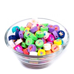 10 Adet, Karışık Renkli Kelebek Desenli Polimer Fimo Boncuk, Polimer Kil Boncuk. 1. Kalite - 2