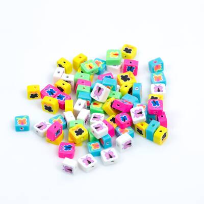10 Adet, Karışık Renkli Kelebek Desenli Polimer Fimo Boncuk, Polimer Kil Boncuk. 1. Kalite - 3