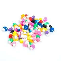 10 Adet, Karışık Renkli Mantar Desenli Polimer Fimo Boncuk, Polimer Kil Boncuk. 1. Kalite - 3