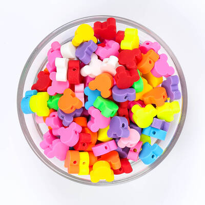 10 Adet, Karışık Renkli Mickey Mouse Figürlü Polimer Fimo Boncuk, Polimer Kil Boncuk. 1. Kalite - 1