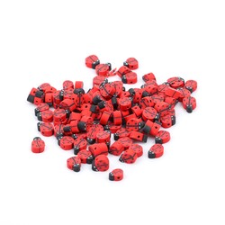 10 Adet, Uğur Böceği Figürlü Polimer Fimo Boncuk, Polimer Kil Boncuk. 1. Kalite - 3