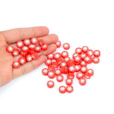 10 Adet, Kartanesi Desenli Polimer Fimo Boncuk, Polimer Kil Boncuk. 1. Kalite - 4