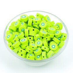 10 Adet, Kivi Figürlü Polimer Fimo Boncuk, Polimer Kil Boncuk. 1. Kalite - 2