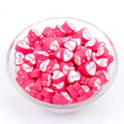 10 Adet, Love Kalp Figürlü Polimer Fimo Boncuk, Polimer Kil Boncuk. 1. Kalite - 2