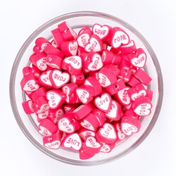 10 Adet, Love Kalp Figürlü Polimer Fimo Boncuk, Polimer Kil Boncuk. 1. Kalite - 1