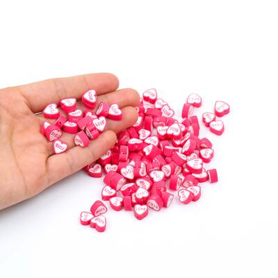 10 Adet, Love Kalp Figürlü Polimer Fimo Boncuk, Polimer Kil Boncuk. 1. Kalite - 4