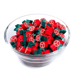 10 Adet, Nar Desenli Polimer Fimo Boncuk, Polimer Kil Boncuk. 1. Kalite - 2