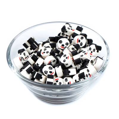 10 Adet, Panda Desenli Polimer Fimo Boncuk, Polimer Kil Boncuk. 1. Kalite - 2