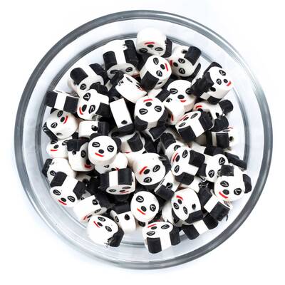 10 Adet, Panda Desenli Polimer Fimo Boncuk, Polimer Kil Boncuk. 1. Kalite - 1