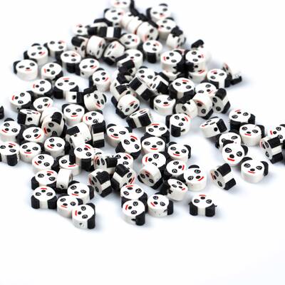 10 Adet, Panda Desenli Polimer Fimo Boncuk, Polimer Kil Boncuk. 1. Kalite - 3