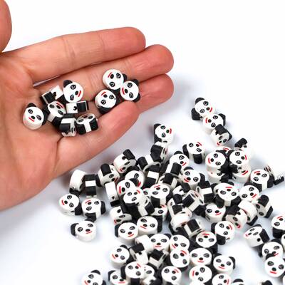10 Adet, Panda Desenli Polimer Fimo Boncuk, Polimer Kil Boncuk. 1. Kalite - 4
