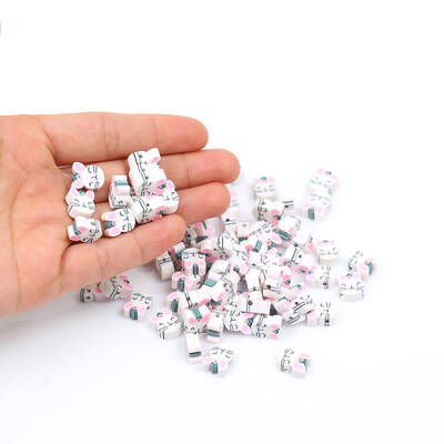 10 Adet, Tavşan Figürlü Polimer Fimo Boncuk, Polimer Kil Boncuk. 1. Kalite - 4