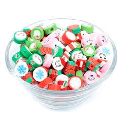 10 Adet, Yılbaşı Figürleri Polimer Fimo Boncuk, Polimer Kil Boncuk. 1. Kalite - 2