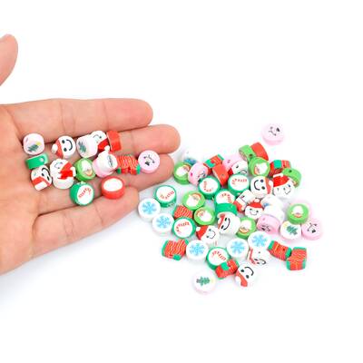 10 Adet, Yılbaşı Figürleri Polimer Fimo Boncuk, Polimer Kil Boncuk. 1. Kalite - 4