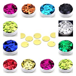 10 Gram - 12 mm, Plastik Payet Pul, Yan Delik Takı, Kumaş ve Süsleme Pulu ( 10 Gram - Yaklaşık 190 Adet ) - YF Hobi