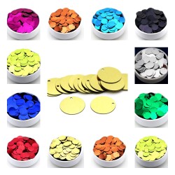 10 Gram - 16 mm, Plastik Payet Pul, Yan Delik Takı, Kumaş ve Süsleme Pulu ( 10 Gram - Yaklaşık 100 Adet ) - YF Hobi