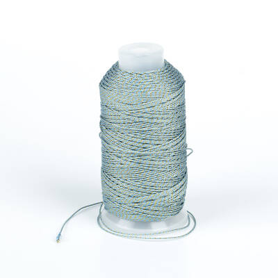 10 Metre - 0.80 mm Yaldızlı Mavi Örgü Paraşüt İpi, Bileklik Takı İpi, Hediye Paketleme İpi - 1